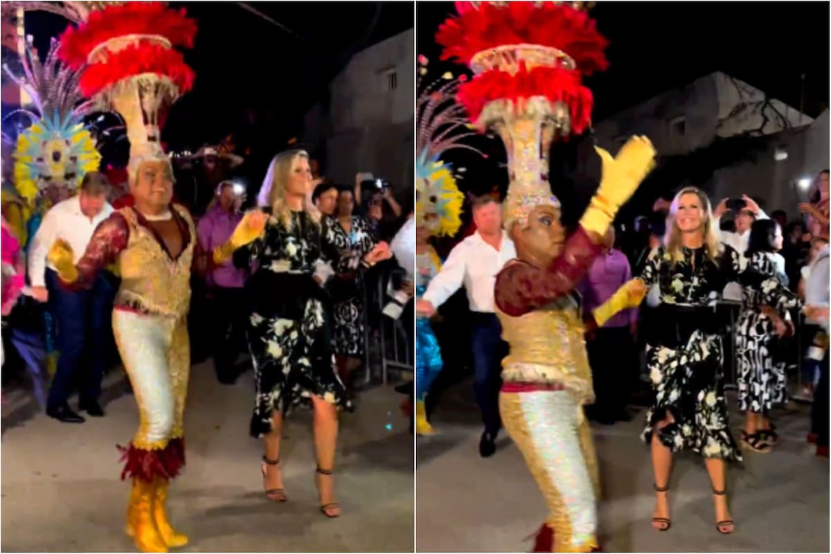 La reina Máxima sorprendió a todos con sus pasos de baile durante su visita a Aruba (Foto: Captura de video)