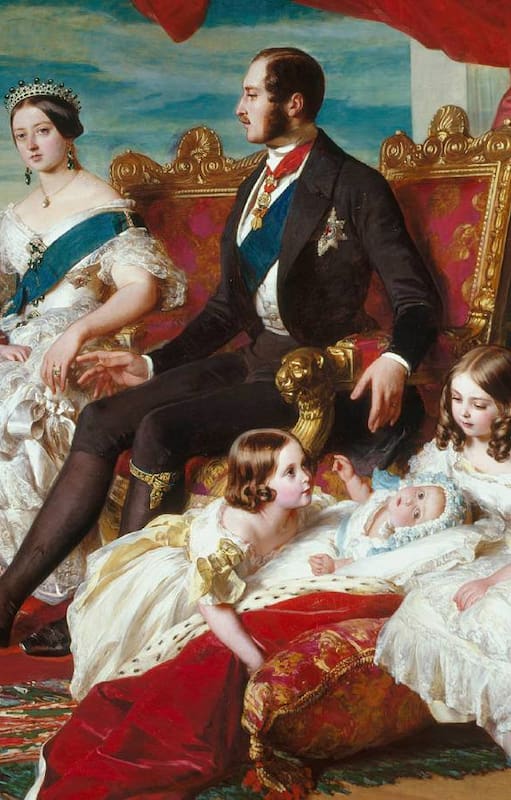 La reina Victoria de Inglaterra, su marido el príncipe Alberto y cinco de sus hijos