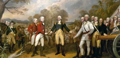 La rendición del ejército británico tras la batalla de Saratoga, en un cuadro de John Trumbull que se encuentra expuesto en el Capitolio de Estados Unidos