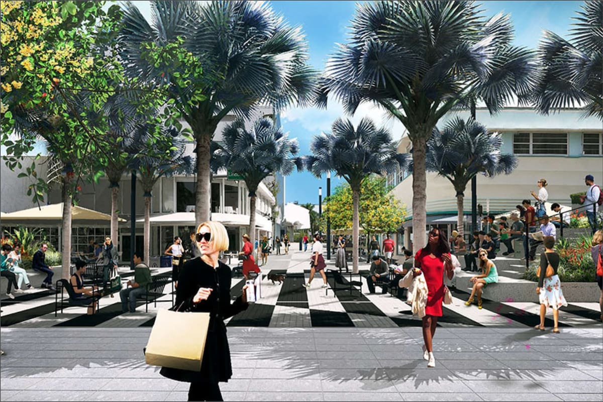 La renovación en Miami modernizará el paseo peatonal de Lincoln Road, desde la avenida Washington hasta la avenida Lenox