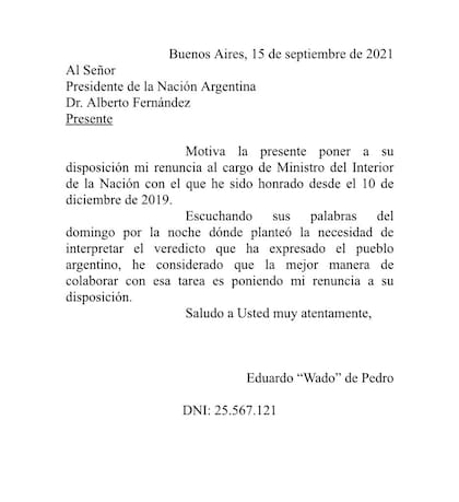 La renuncia de Eduardo de Pedro