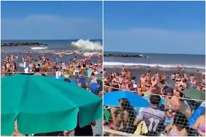 La repentina crecida del mar sorprendió a los turistas en un día con picos de 38°C