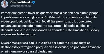 La réplica de Cristian Ritondo