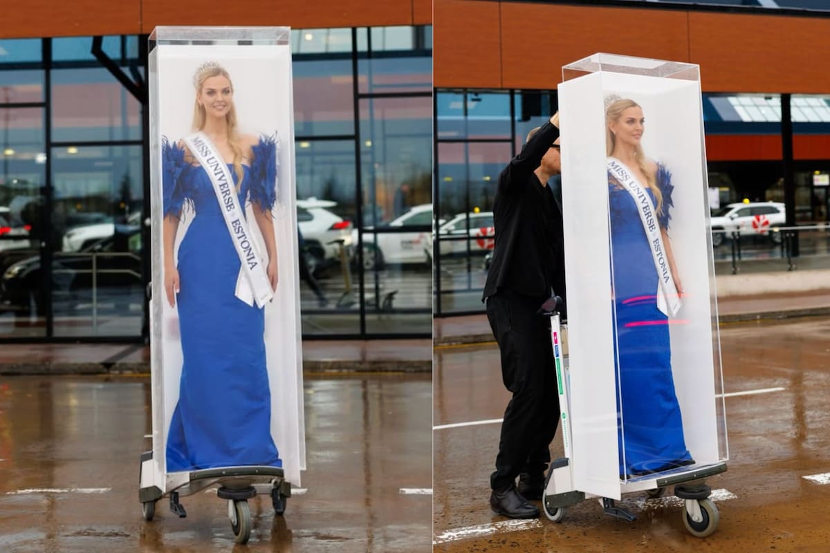 La representante de Estonia, Brigitta Schaback, causó furor por su arribo a Tailandia de una forma muy original (Instagram/@brigittaschaback)