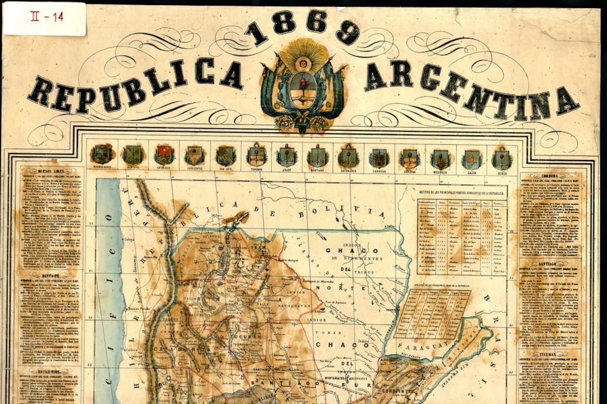 La República Argentina de 1869 con sus 14 provincias. Fuente: Archivo General de la Nación.