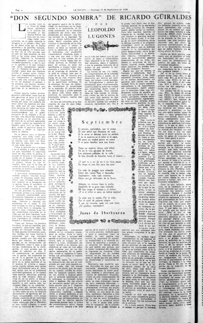 La reseña de Lugones sobre "Don Segundo Sombra", publicada hace 100 años en LA NACION