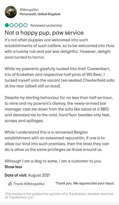 La reseña que un cliente escribió en Tripadvisor y fue ridiculizada en internet