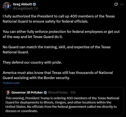 La respuesta de Abbott a JB Pritzker por el envío de la Guardia Nacional de Texas a Illinois