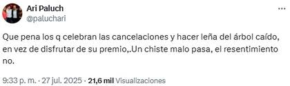 La respuesta de Ari Paluch a Florencia Alkorta