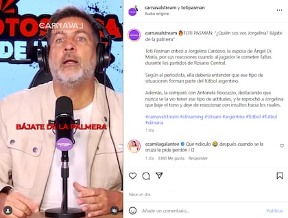 La respuesta de Camila Galante tras los dichos de Pasman contra Jorgelina Cardoso (Foto: Captura de Instagram)