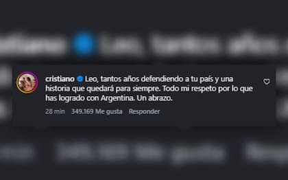 La respuesta de Cristiano Ronaldo a la carta de despedida que publicó Lionel Messi en la plataforma Instagram