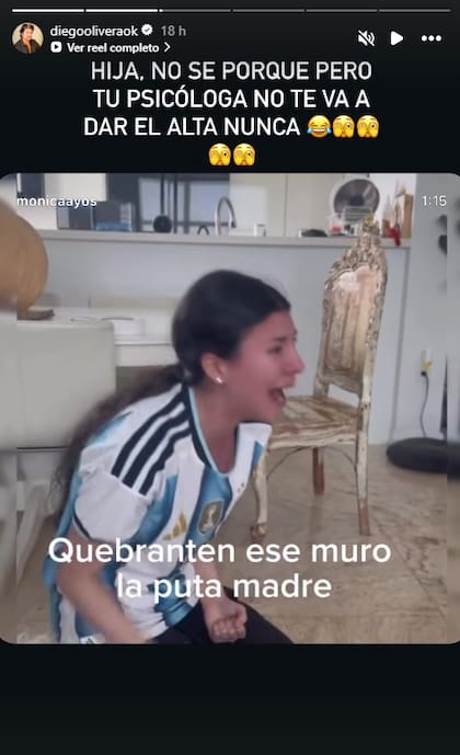 La respuesta de Diego Olivera al ver a su hija reaccionar ante el partido de Argentina