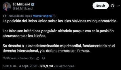 La respuesta de Ed Miliband al discurso de Milei