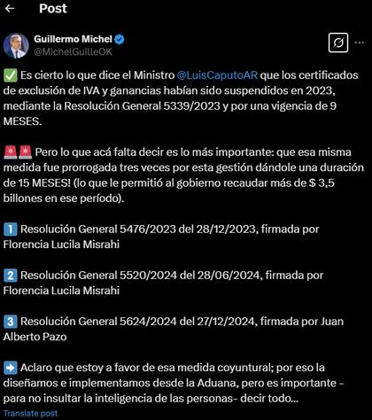 La respuesta de Guillermo Michel, extitular de la Aduana