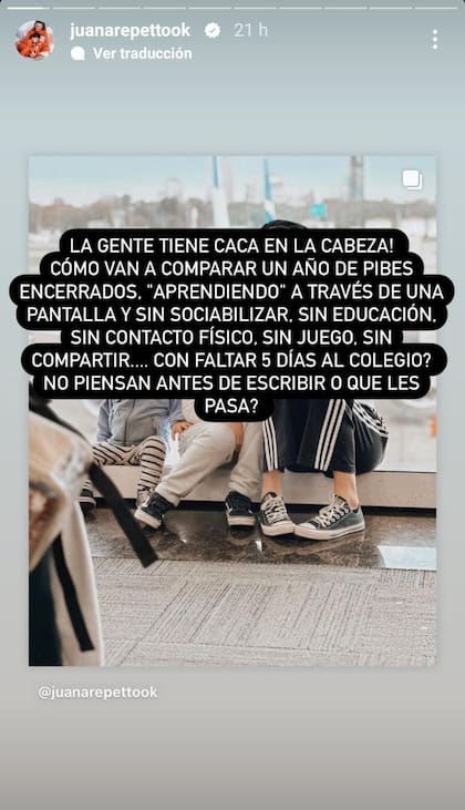 La respuesta de Juana Repetto a quienes la criticaron por irse de vacaciones en época de clases