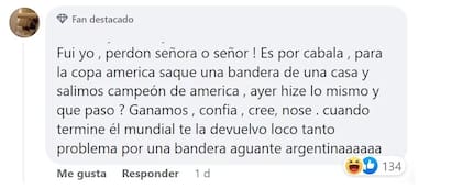 La respuesta de la persona que robó la bandera de Argentina