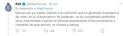 La respuesta de la RAE a un tuit de la periodista y asesora lingüista Paulina Chavira