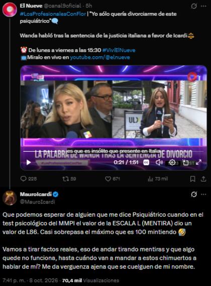 La respuesta de Mauro Icardi a Canal 9 sobre los dichos de Wanda Nara