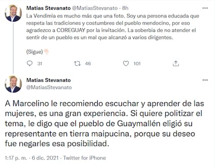 La respuesta de Stevanato a su par en Guaymallén