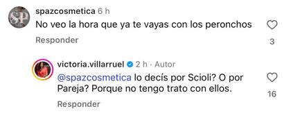 La respuesta de Villarruel a un comentario que le dejaron en Instagram