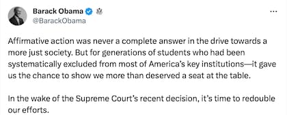 La respuesta del expresidente Barack Obama tras la decisión de la Corte de EE.UU.