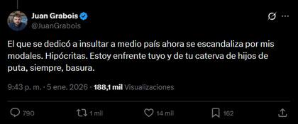 La respuesta en X de Grabois a Milei