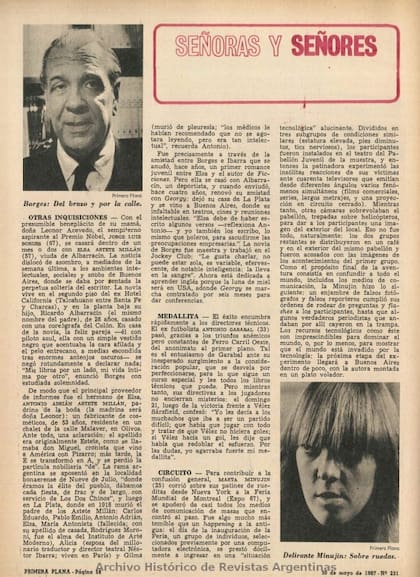 La revista Primera Plana publicó un texto sobre el casamiento de Borges con Elsa (Foto: Archivo Histórico de Revistas Argentinas)