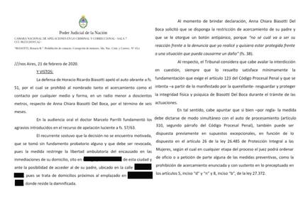 La revocación de la perimetral a Ricardo Biasotti