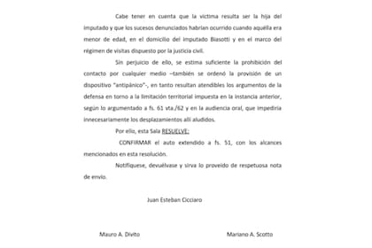 La revocación de la perimetral a Ricardo Biasotti