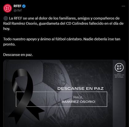 La RFEF se sumó a las condolencias