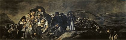 La romería de San Isidro (1820-23) Parte de un conjunto de catorce escenas conocidas como "Pinturas Negras" (por el uso de pigmentos oscuros y lo sombrío de los temas) que decoraban dos habitaciones de la casa de campo del artista, la Quinta del Sordo, demolida en 1909.