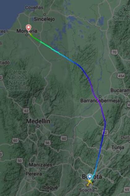 La ruta del avión
Foto: Captura de Flightradar