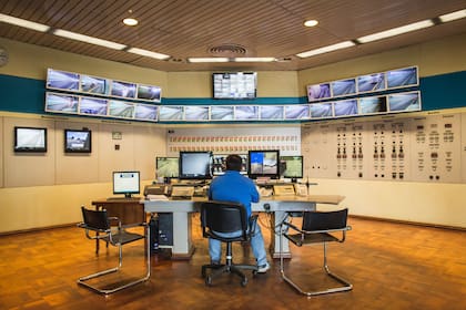La sala de controles del túnel.