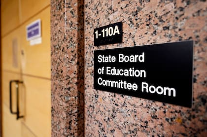 La sala de reuniones de la Junta Escolar de Texas, en Austin, Texas