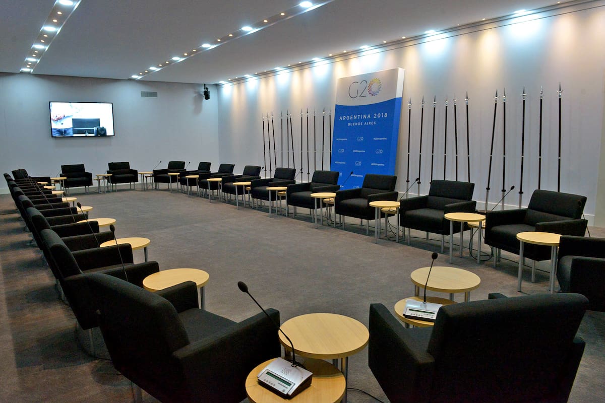 La sala del "retiro", en Costa Salguero, donde los presidentes se encontrarán por primera vez a solas