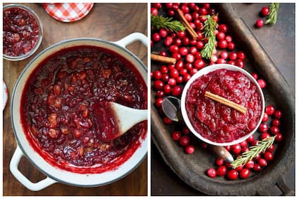 La salsa de arándanos es una tradición que suele acompañar al pavo, mientras que el chutney de arándanos, de origen indio, se adaptó en Estados Unidos al incorporar frutas locales