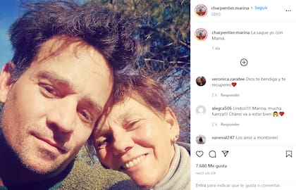 "La saqué yo con mamá", dijo Chano y subió la foto con su mamá (Foto: Instagram @charpentier.marina)