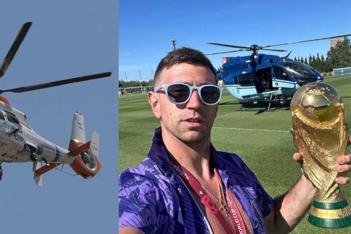 La Scaloneta se dividió en helicópteros para continuar el recorrido en el aire.