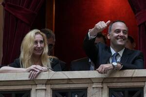 La secretaria general de presidencia, Karina Milei, junto al portavoz del Gobierno, Manuel Adorni