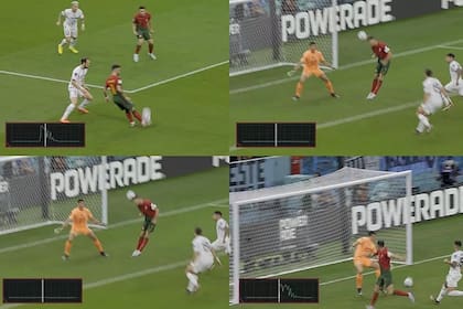 La secuencia del gol en en el que se interpuso Cristiano Ronaldo: los sensores indican que no hubo contacto de CR7 con el balón