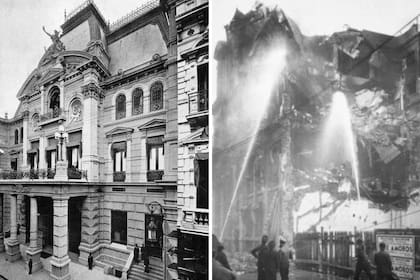 La sede del Jockey Club, en Tucumán 571, quedó destruida luego de los ataques de los grupos de choque vinculados con el peronismo