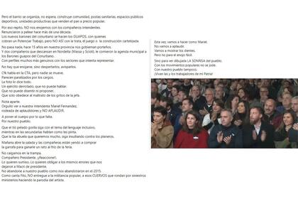 La segunda parte de la carta de Juan Francisco Navarro, hijo del Chino Navarro
