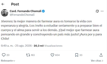 La segunda publicación del prelado en X