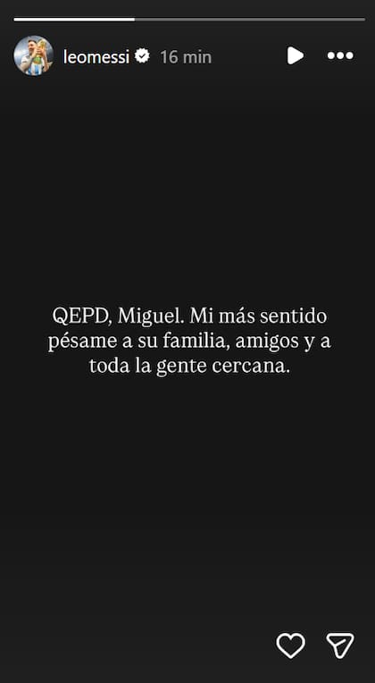 La selección argentina hizo un minuto de silencio por Russo en la práctica del miércoles y este jueves el capitán, Lionel Messi, publicó condolencias en Instagram.