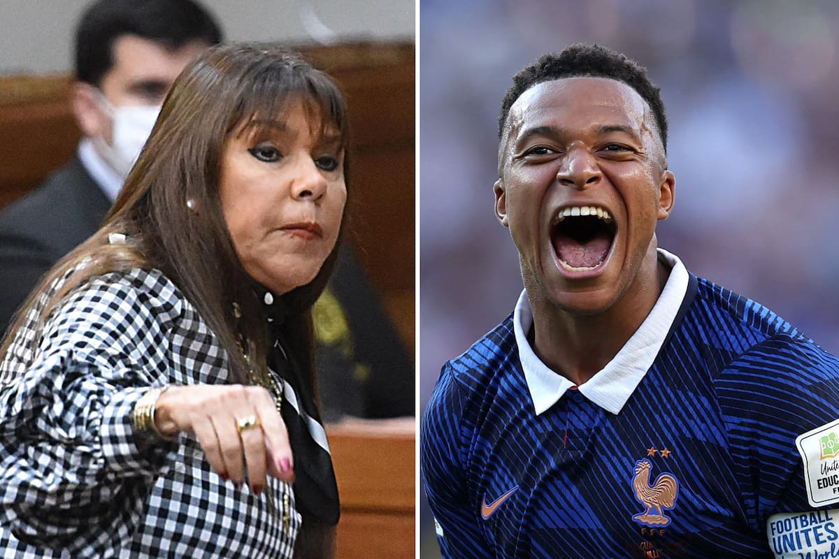 La senadora paraguaya Celeste Amarilla y Kylian Mbappé