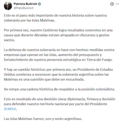 La senadora por la Ciudad vitoreó a Milei
