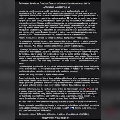 La sentida carta de Cristian Battocchio a Lionel Messi
Foto: INSTAGRAM / @crisbatto