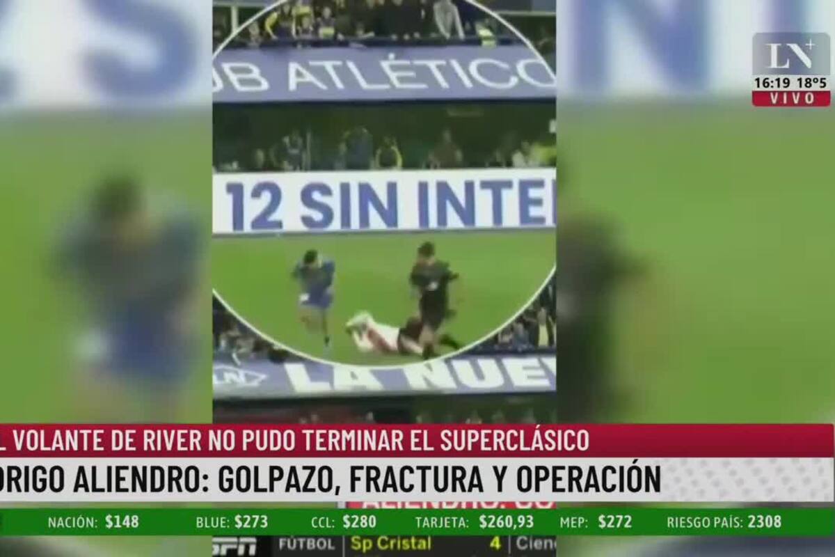 La seria lesión de Rodrigo Aliendro en el clásico, jugado este domingo en la Bombonera