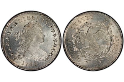 La serie acuñada en 1795 pertenece a la denominada "Draped Bust" y cuenta con características en su diseño que la hace única