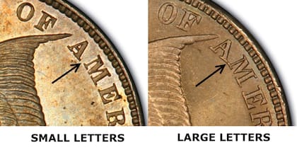 La serie cuenta con dos diseños diferentes en sus letras, el primero identificado como "Small Letters" la "A" y la "M" de "AMERICA" están separadas; sin embargo, en las piezas "Large Letters" estas están más juntas